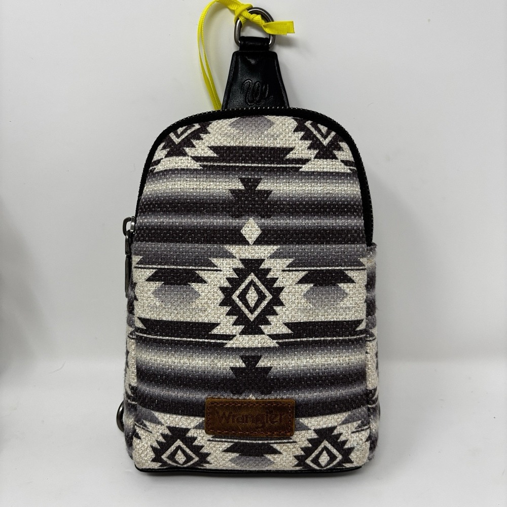Wrangler Aztec Sling Crossbody Bag Black Southwestern Western NWT WG2205-210BK